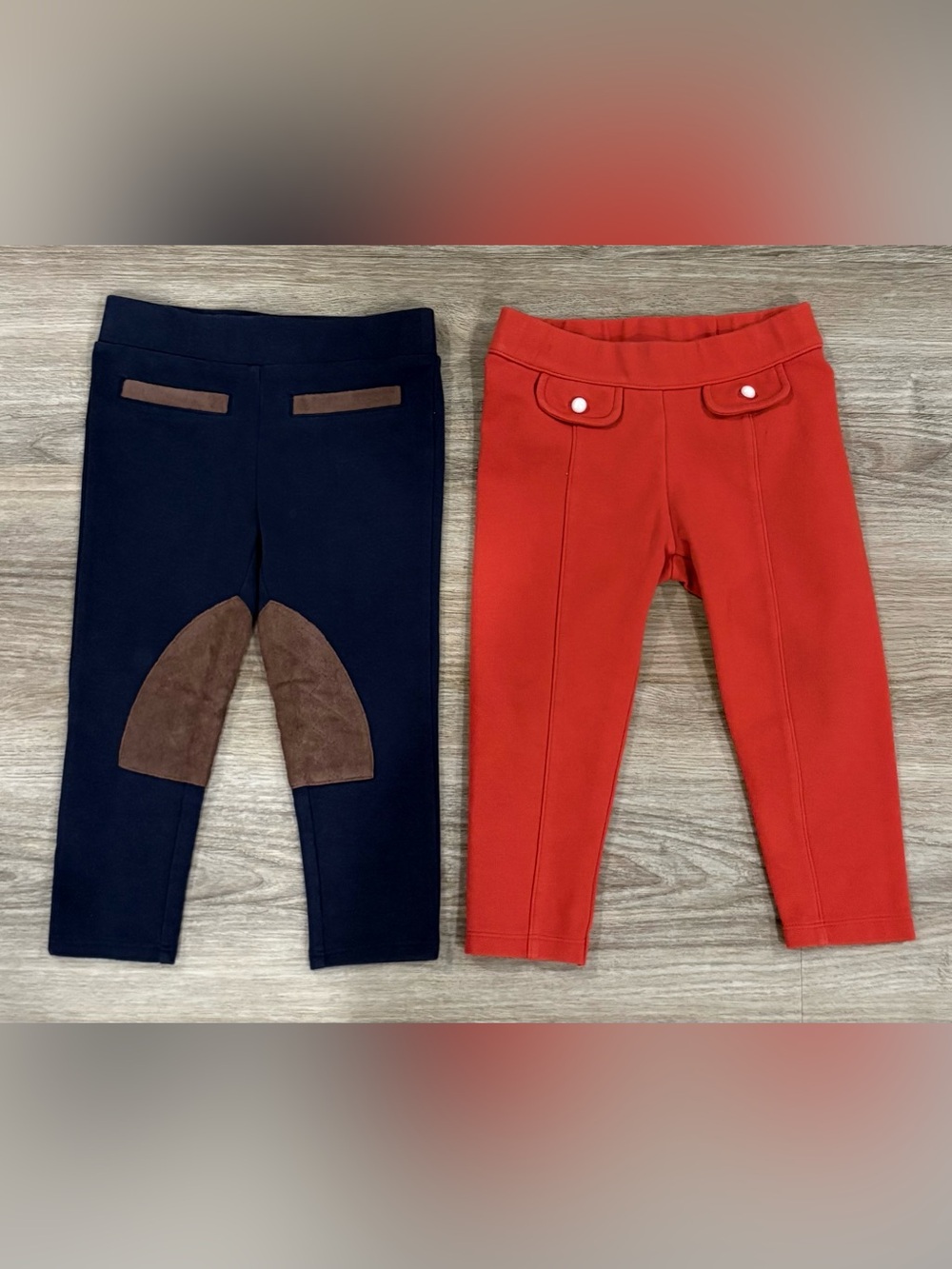 Janie and Jack Navy Riding & Red Ponte Pull-On Leggings 2t